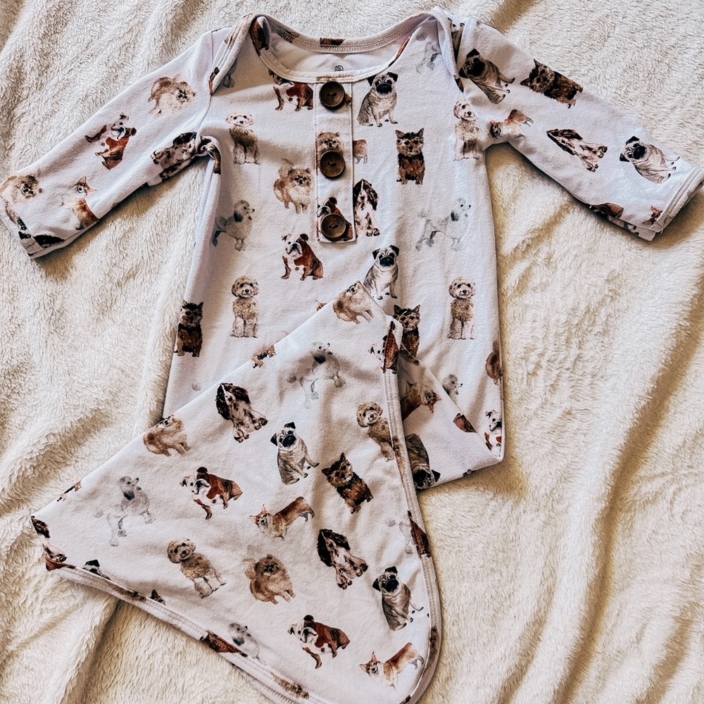 Caden Lane Puppy Love Knotted Baby Gown